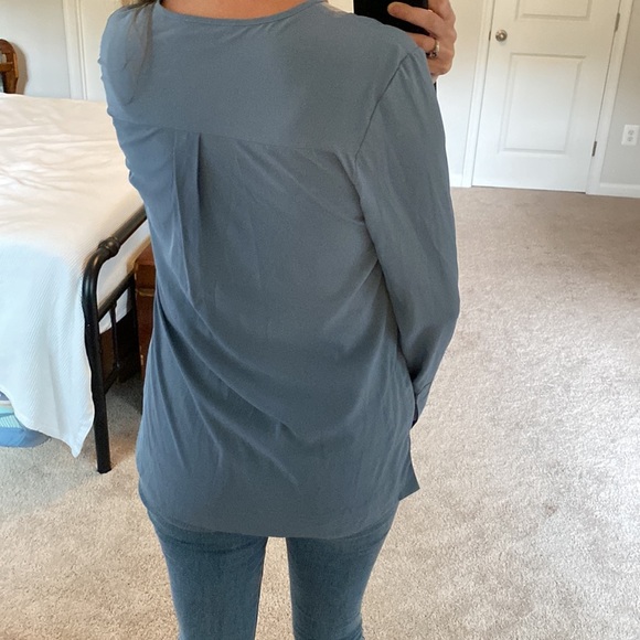 Calvin Klein Split Neck with Zipper Long Sleeve Blouse - Picture 5 of 7